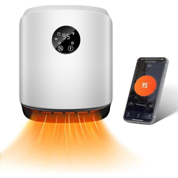 Space Heater for Indoor Use Wall Mounted with WIFI/Remote,1500W Portable Heater - Picture 1 of 7